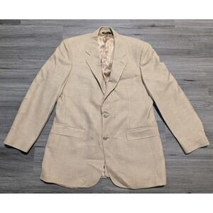 Brooks Brothers 346 Men's Tan Wool Silk Linen 2 Button Sports Coat Size‎ 43L